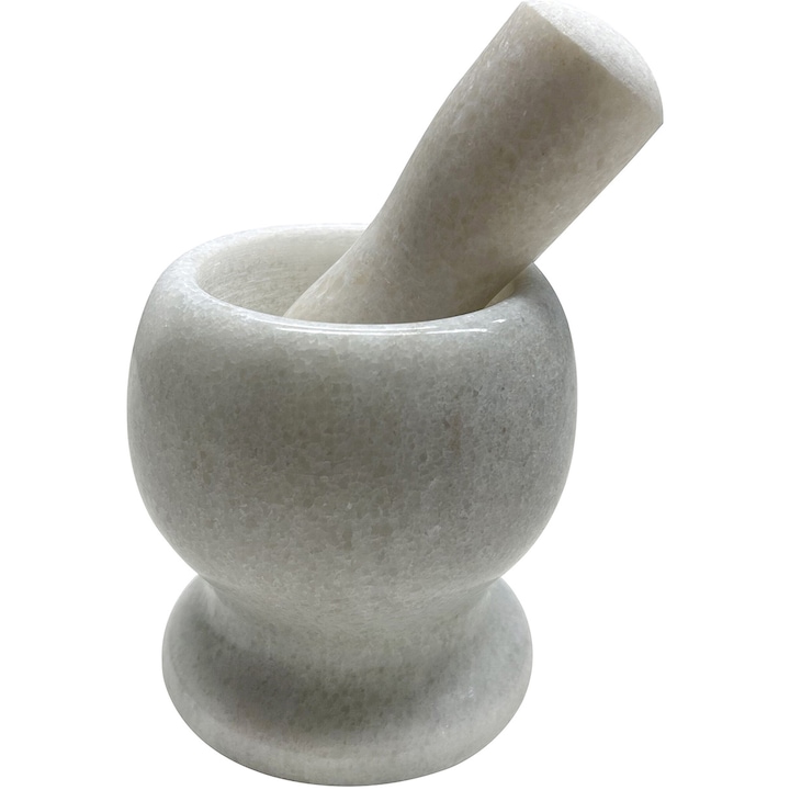 Mojar cu pistil Vanora Home, marmura, ⌀9.5 cm, alb