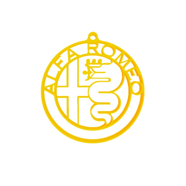 Kulcstartó, "ALFA ROMEO", 57 X 53 mm sárga