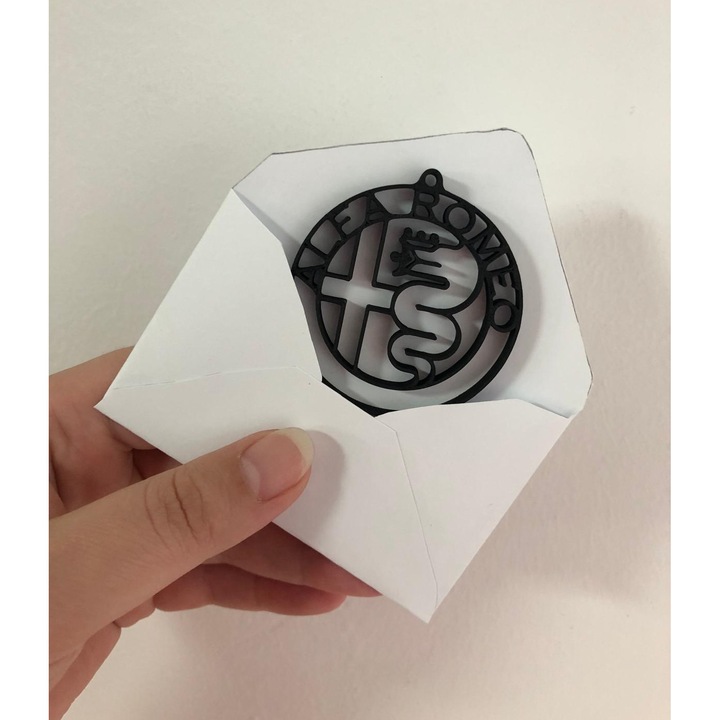 Breloc chei, "ALFA ROMEO", 57 X 53 mm negru