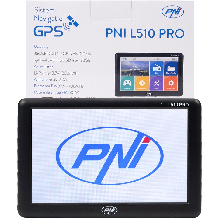 Sistem de navigatie GPS PNI L510 PRO ecran 5 inch, 800 MHz, 256MB DDR2, 8GB memorie interna, FM transmitter