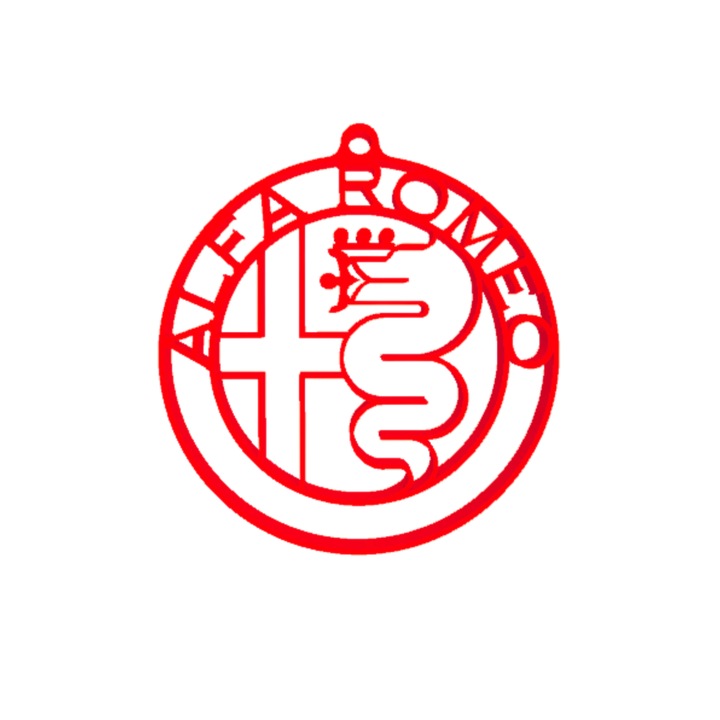 Kulcstartó, "ALFA ROMEO", 57 X 53 mm piros