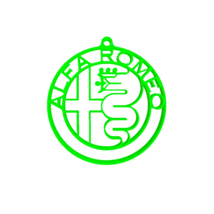 Breloc chei, "ALFA ROMEO", 57 X 53 mm verde