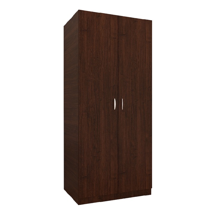 Dulap Wenge cu 2 Usi, 2 Rafturi Depozitare si Bara de Haine 200x80x50 cm, din Pal de 18 mm