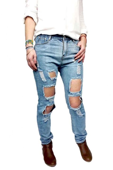 Blugi cu talie inalta, Multicolor, S-M