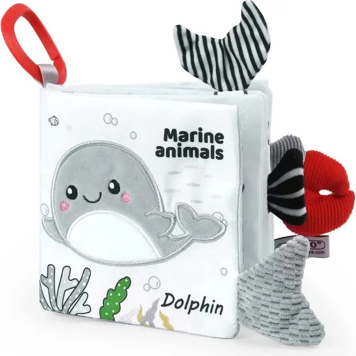 Мека образователна сензорна книжка, AYCUN™, текстил, 3D изображения на морски животни