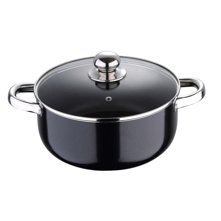 Oala cu capac, Bergner, Aluminiu, CS-1526, 4.2L, 24x11cm, Negru
