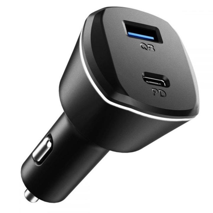 Autós töltő 1xUSB / 1xUSB-C 30W Spigen powerarc PC1800 fekete