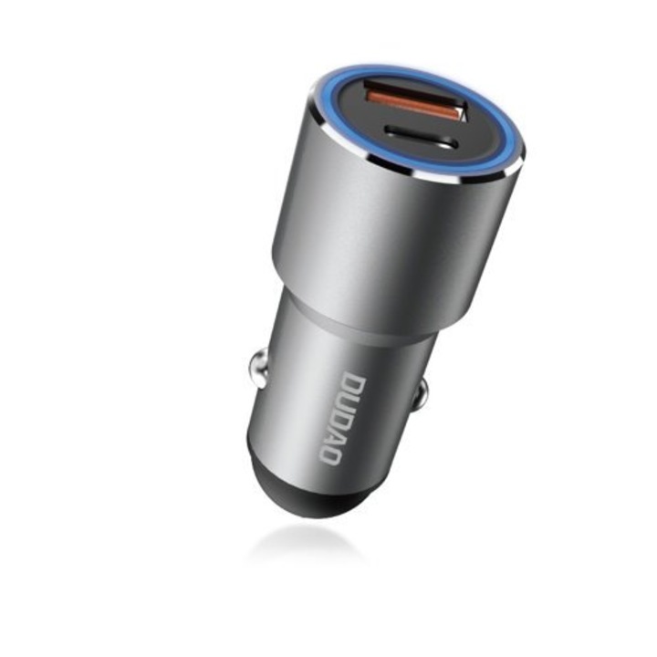 Autós töltő 1xUSB / 1xUSB-C 22.5W Dudao R4PQ szürke