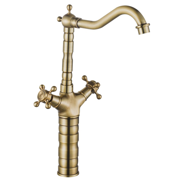 Rea Rustico Antique ретро смесител за баня или кухня, златен мат, месинг, 16x40 см