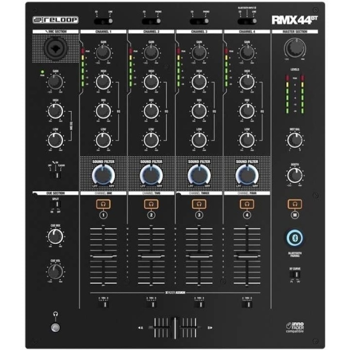 Mixer RMX-44 BT, Reloop, Metal, Negru, Standard
