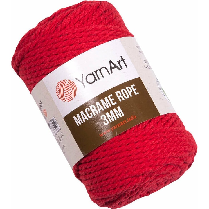 Fir textile Yarn Art Macrame Rope 3 mm 63 m rosu