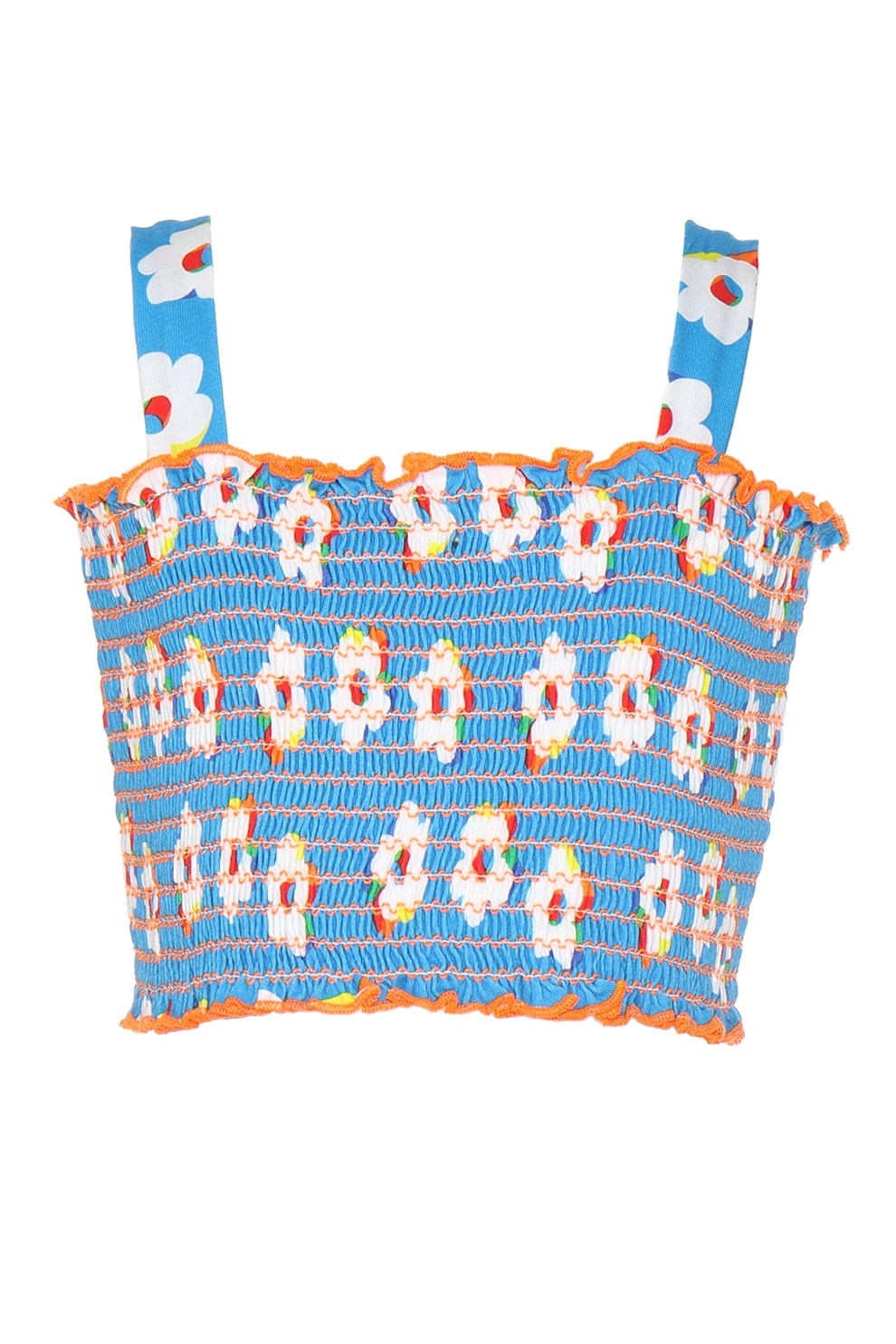 Agatha Ruiz de la Prada, Top crop cu imprimeu floral, Alb, Albastru, 104 CM