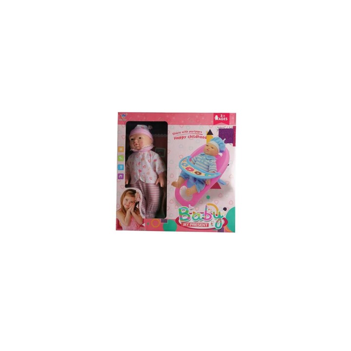 Éneklő, Pislogó Baba Kislányoknak Etetőszékkel