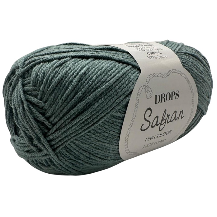 Fir de tricotat DROPS Safran – 100% bumbac egiptean pieptanat, certificat Oeko-Tex Clasa I, sigur pentru bebelusi si copii, culoare Verde Albastru