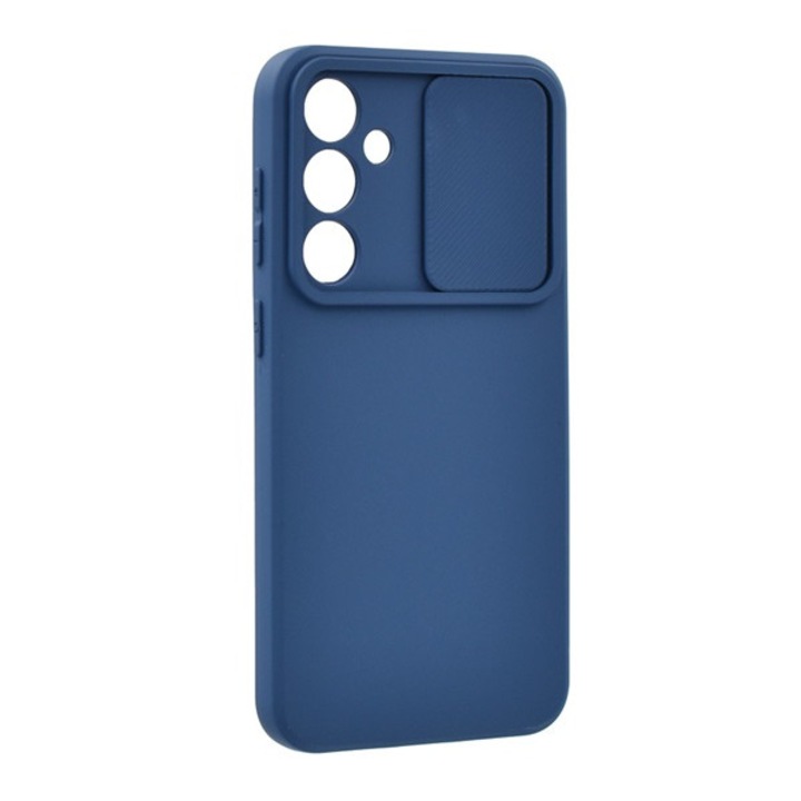 Gigapack szilikon mobiltelefon tok, matt, mikrofiber plüss belső, kameravédő, sötétkék, kompatibilis: Samsung Galaxy S23 FE, SM-S711