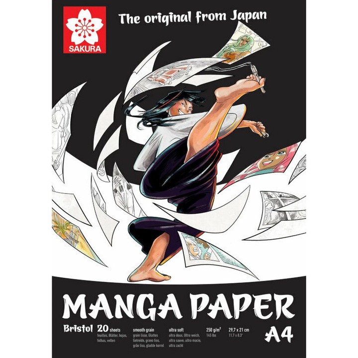20 db-os manga lapos készlet, Sakura, Fehér