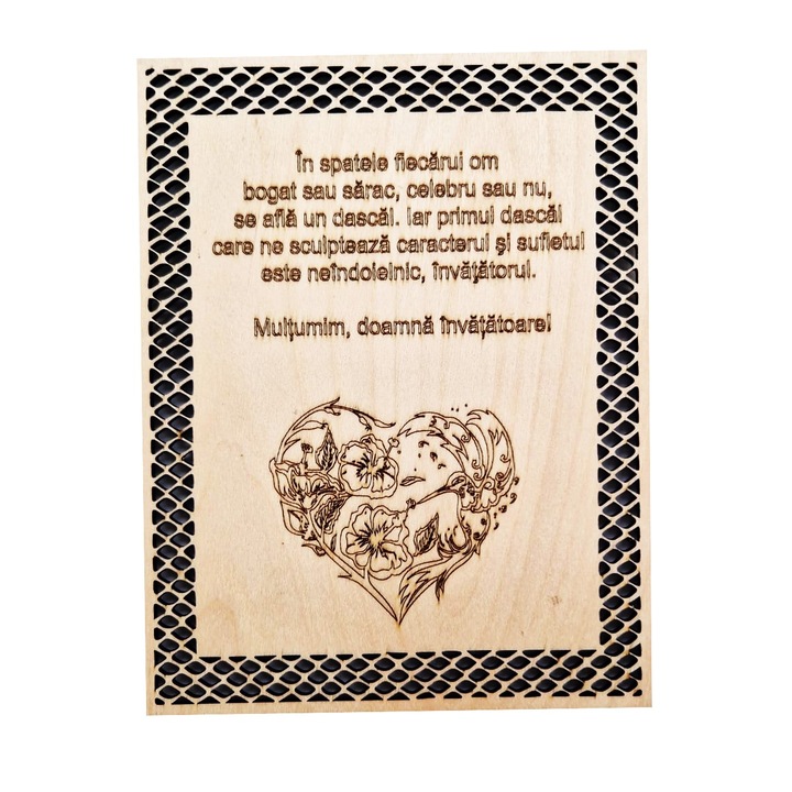 Decoratiune personalizata, MCF, Cadou Invatatoare, lemn gravat