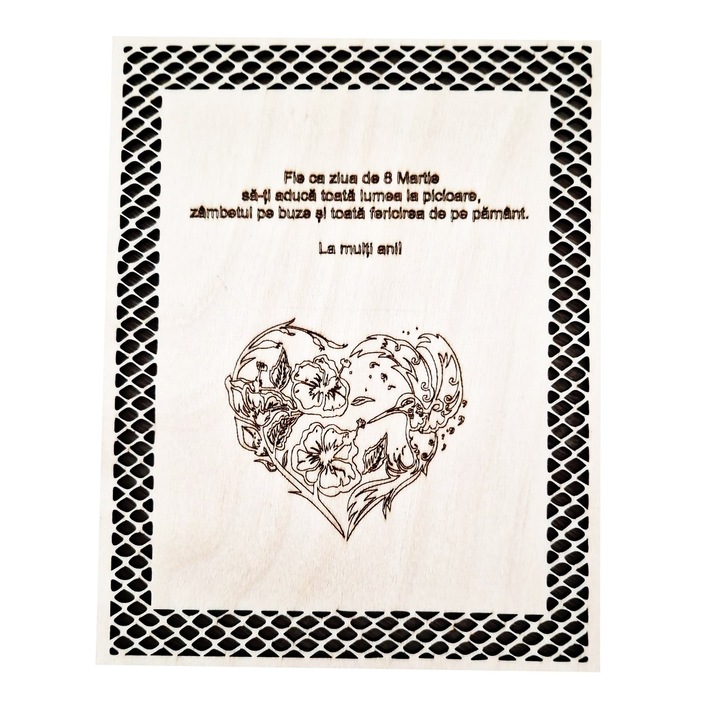 Decoratiune personalizata, MCF, 8 martie, cadou gravat pe lemn