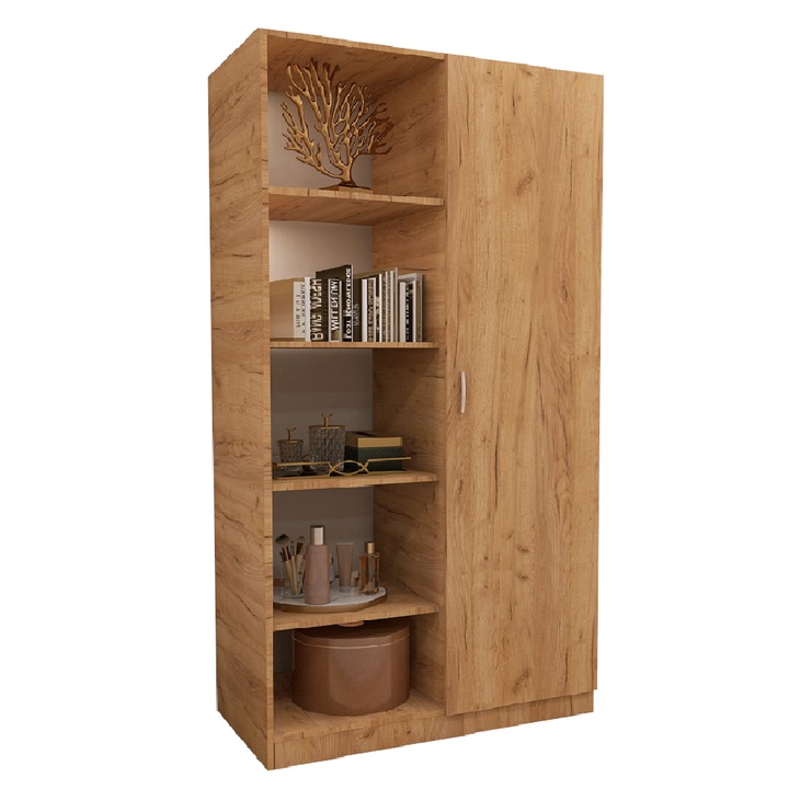 Dulap Mixt cu 1 Usa si Rafturi Depozitare 200x100x50 cm, Stejar Auriu, Material PAL de 18mm