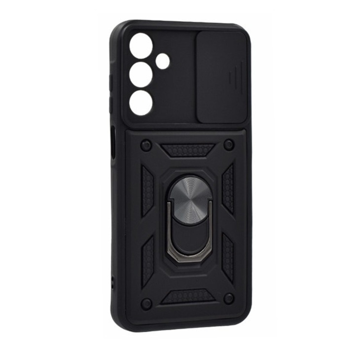 Gigapack defender szilikon mobiltelefon tok, ütésállóság, tartógyűrű, kameravédő, fekete, kompatibilis: Samsung Galaxy A15, SM-A155, / Galaxy A15 5G, SM-A156