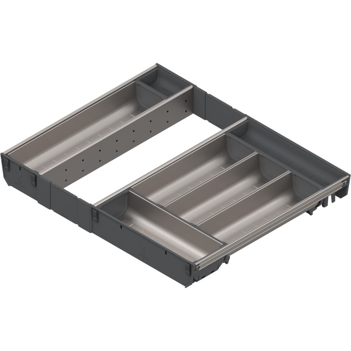 Compartimentare ustensile, pentru TandemBox, lungime 450 mm, latime 600 mm, ocupare completa, otel inox/gri