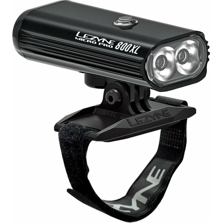 LED kerékpár lámpa, Lezyne, Alumínium, Micro-USB, 800 lm, Fekete