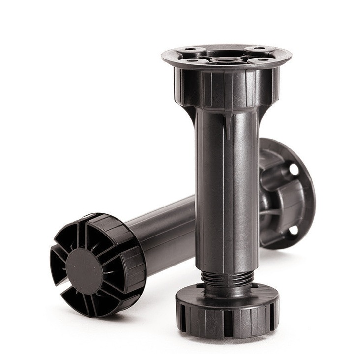 Picior plastic negru reglabil, h 100 mm