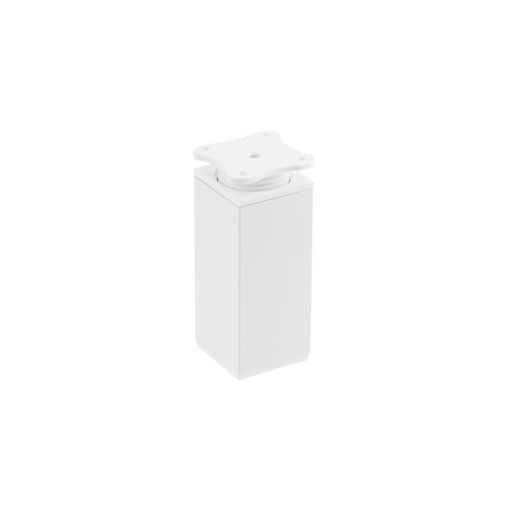 Picior mobilier patrat, 40 mm, H 80 mm, alb, reglabil