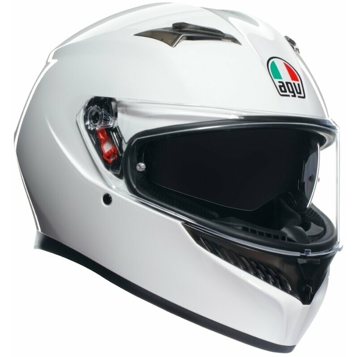Casca Moto Full-Face AGV K3 E2206 Mono Seta White, omologare E2206, cu vizor