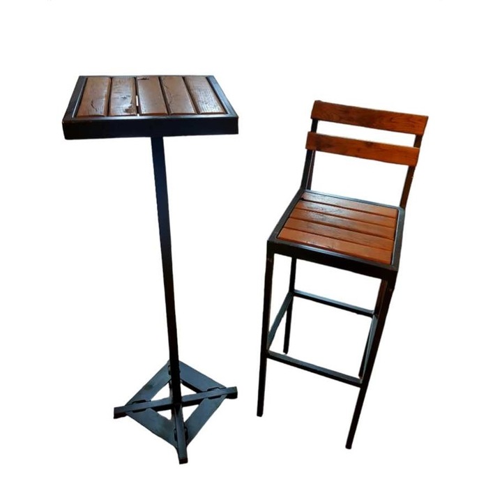 Set masuta cu scaun, Lemn/Metal, 110 x 65 x 73 cm