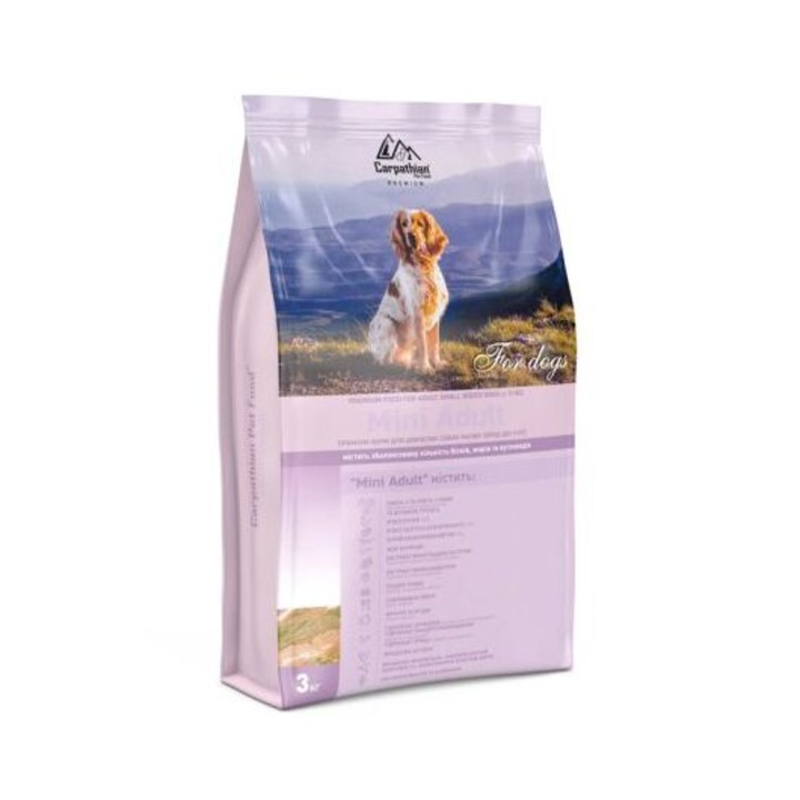 Prémium szárazeledel kistestű felnőtt kutyáknak Carpathian Mini Adult 3kg