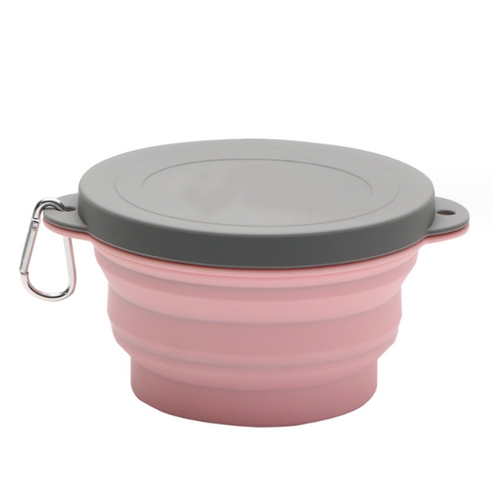 Jormftte összecsukható szilikon tálkészlet, rózsaszín, 16.5x2.8cm / 19.5x2.8cm