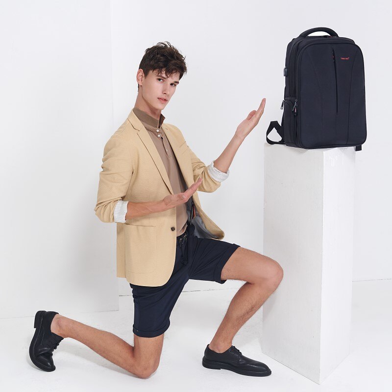 Rucsac laptop 15.6" smart casual, impermeabil, cu port USB, Tigernu, 30x17x48 cm, Negru