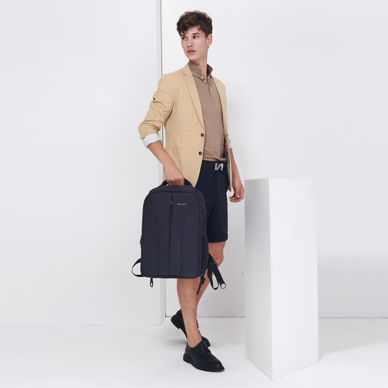 Rucsac laptop 15.6" smart casual, impermeabil, cu port USB, Tigernu, 30x17x48 cm, Negru