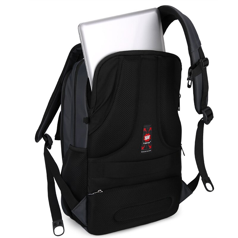 Rucsac laptop 15.6" smart casual, impermeabil, cu port USB, Tigernu, 30x17x48 cm, Negru