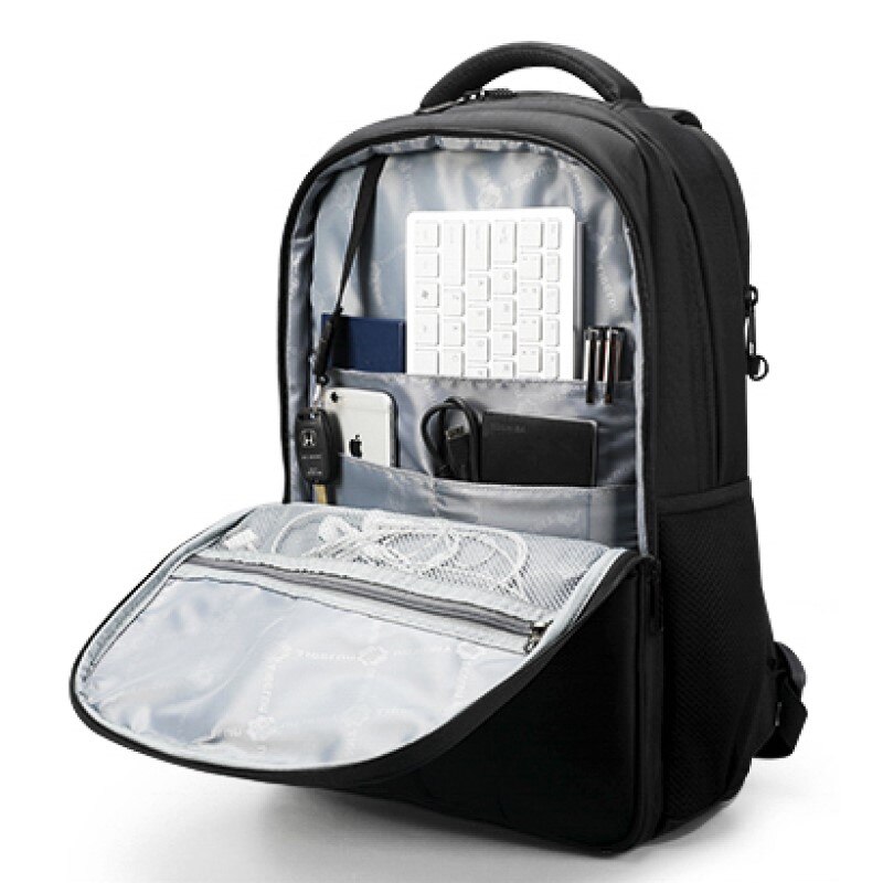 Rucsac laptop 15.6" smart casual, impermeabil, cu port USB, Tigernu, 30x17x48 cm, Negru