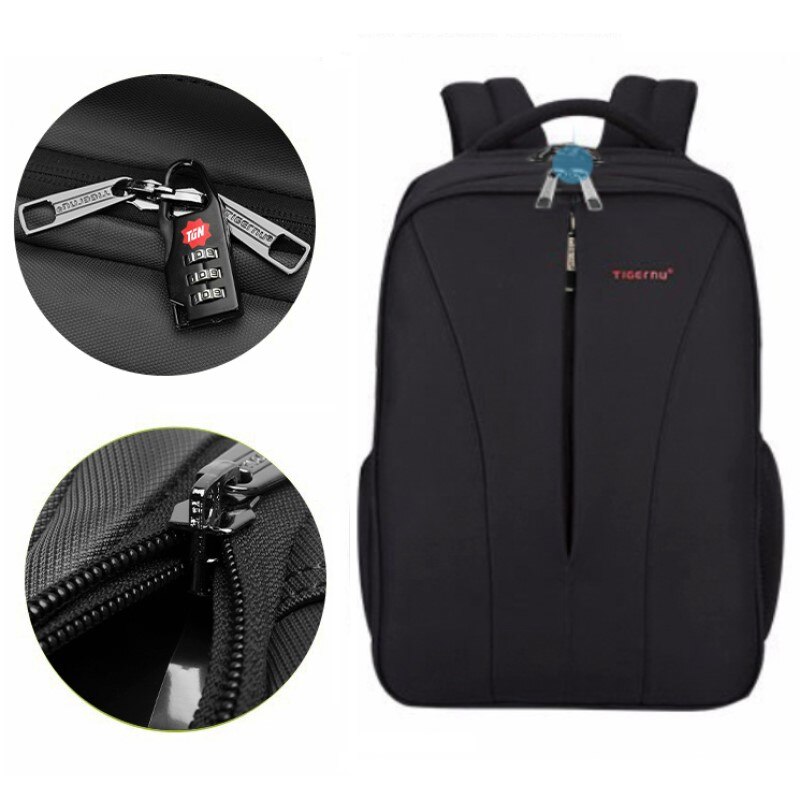 Rucsac laptop 15.6" smart casual, impermeabil, cu port USB, Tigernu, 30x17x48 cm, Negru