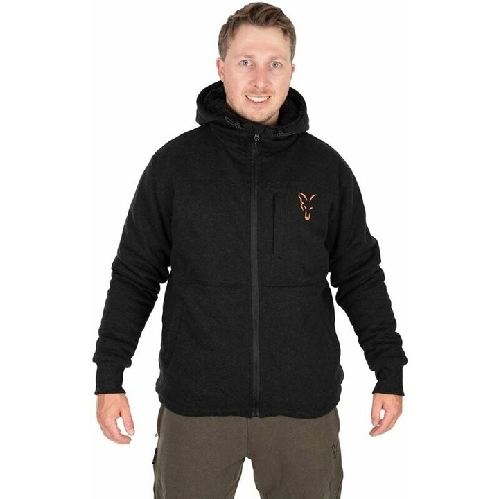 Hanorac sport barbati, Fox Fishing, Lana, Negru/Portocaliu, Negru/Portocaliu, L