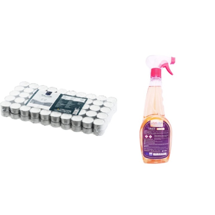Set 100 Bucati Lumanari Pastila Timp De Ardere, 8h + Odorizant 500 ml cu aroma angel, parfumerie fina premium
