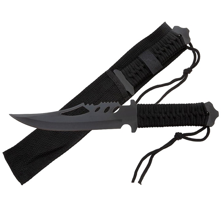 Cutit de vanatoare Depox, Extreme Battle, negru, 28.5 cm, teaca inclusa