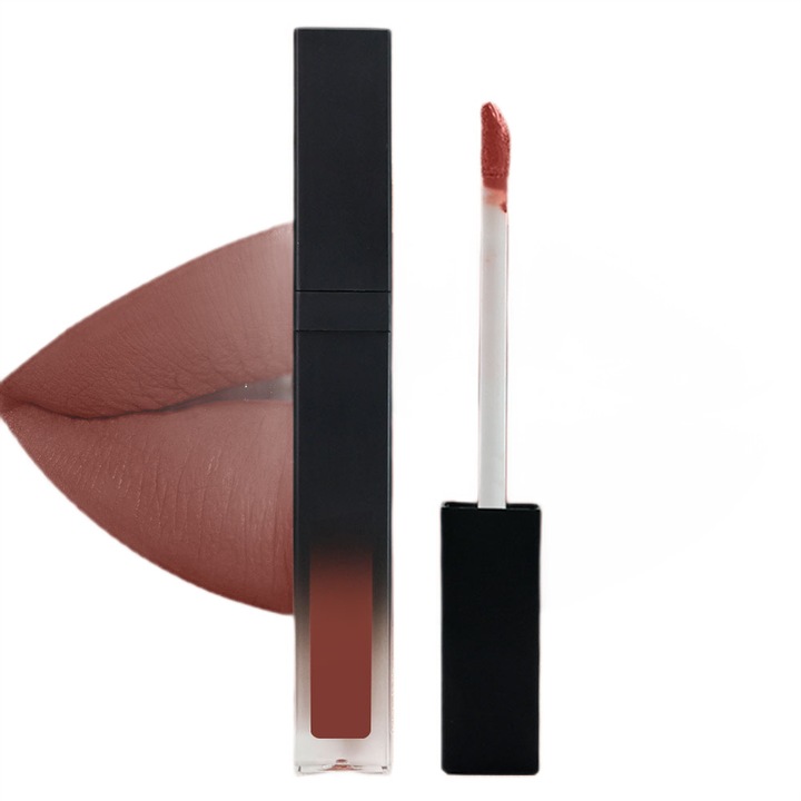 Ruj Mat lichid rezistent cu stralucire NovaCharm Chocolate Kisses, Capul de perie este moale, Vegan / Cruelty-free, Rezistent la apa si mat, 5 ml