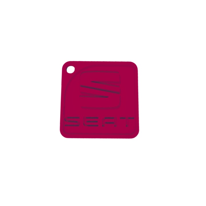 Kulcstartó, "SEAT", 50 X 50 mm málna rózsaszín