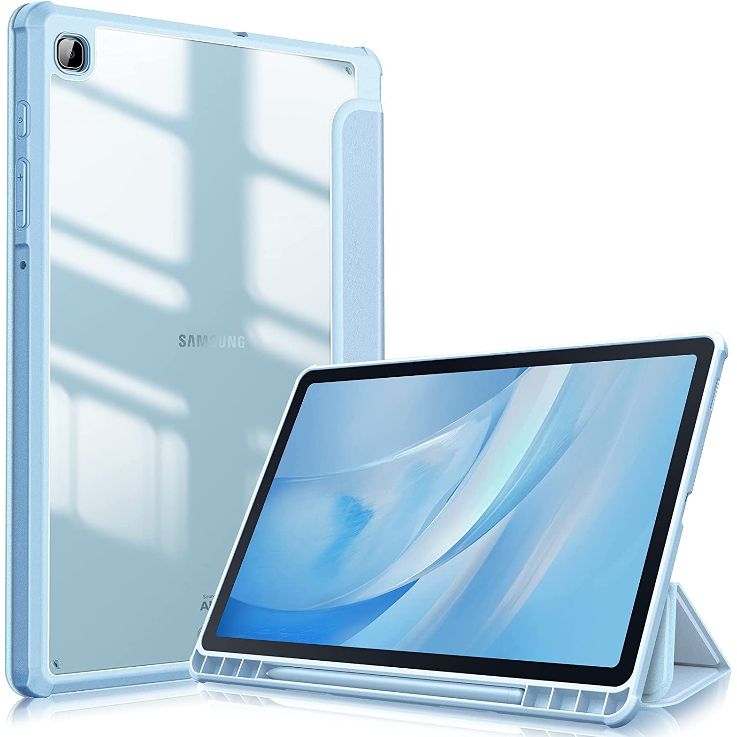 Husa pentru tableta, compatibila cu Samsung Galaxy Tab S6 Lite 2020/2022/2024, 10,4 inchi, Cu tava pentru stilouri, albastru deschis