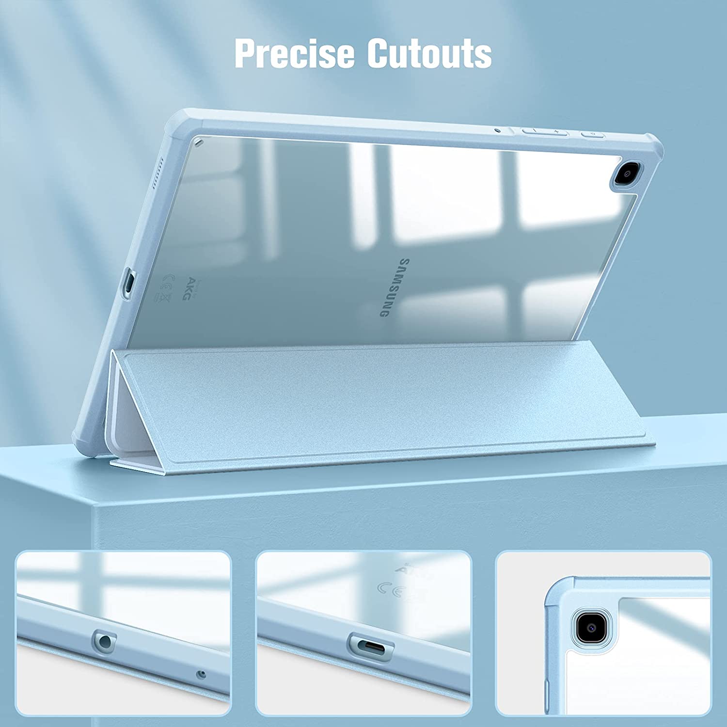 Husa pentru tableta, compatibila cu Samsung Galaxy Tab S6 Lite 2020/2022/2024, 10,4 inchi, Cu tava pentru stilouri, albastru deschis