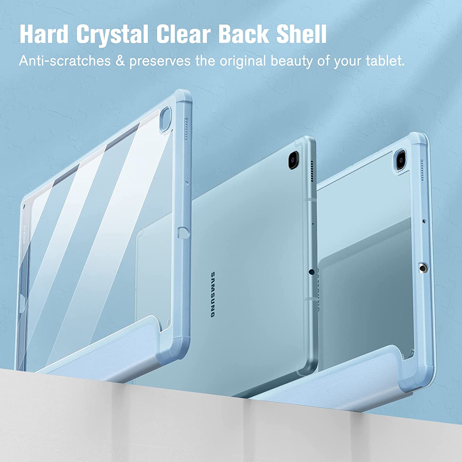 Husa pentru tableta, compatibila cu Samsung Galaxy Tab S6 Lite 2020/2022/2024, 10,4 inchi, Cu tava pentru stilouri, albastru deschis