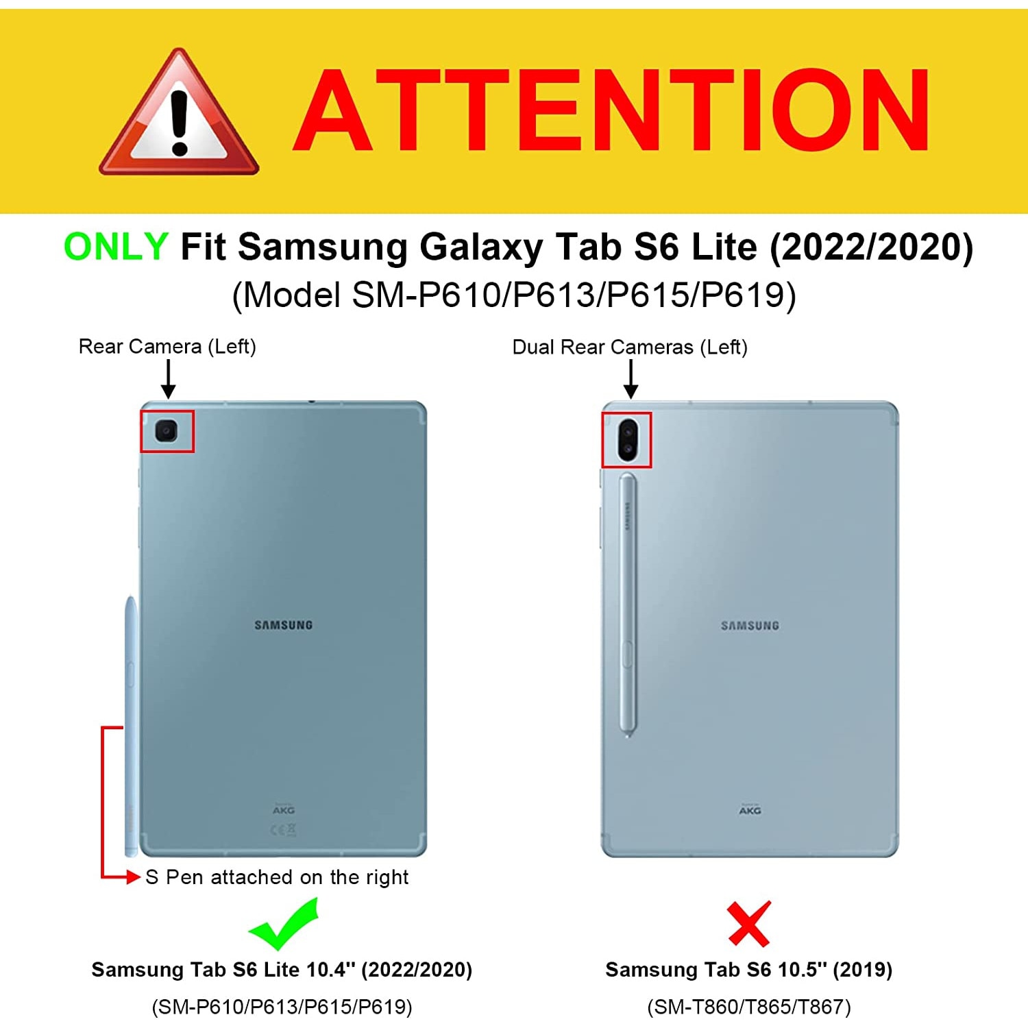 Husa pentru tableta, compatibila cu Samsung Galaxy Tab S6 Lite 2020/2022/2024, 10,4 inchi, Cu tava pentru stilouri, albastru deschis