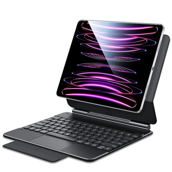 Защитен флип калъф, съвместим с Apple iPad Air 4 2020/iPad Air 5 2022/iPad Pro 11(2018/2020/2021/2022), Rebound Magnetic Keyboard, с клавиатура, магнитно затваряне и държач за писалка, черен