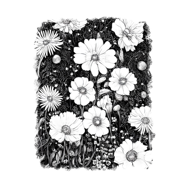 Sticker decorativ, Flori, Alb, 70 cm, 9501ST