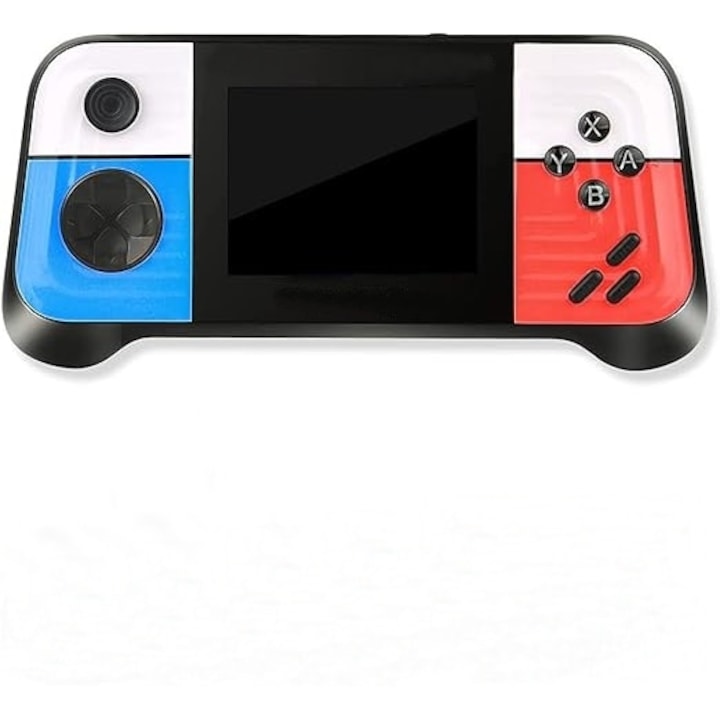 Consola de jocuri, portabila, cu 666 de jocuri, ecran HD de 3,0", conexiune TV, functia de vibratie a controlerului de joc, suport TV AV-out, din ABS, alb/albastru/rosu