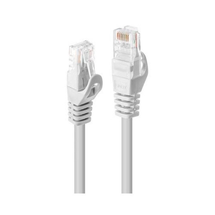 Мрежов кабел Lindy 2m Cat.6 U/UTP, конектор A: RJ45 мъжки конектор B: RJ45 мъжки, поддържана честотна лента 250MHz, бял